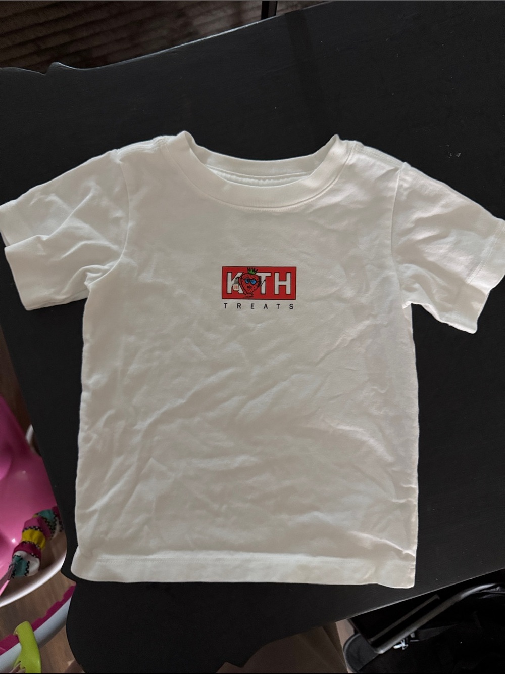Kith White Kids Strawberry Treats 2026 T-Shirt with Red Logo